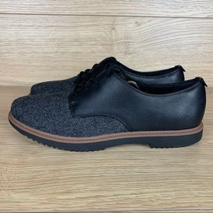 Clarks Raisie Bloom Tweed Combi Women's Black Oxford Shoe Size 9.5M